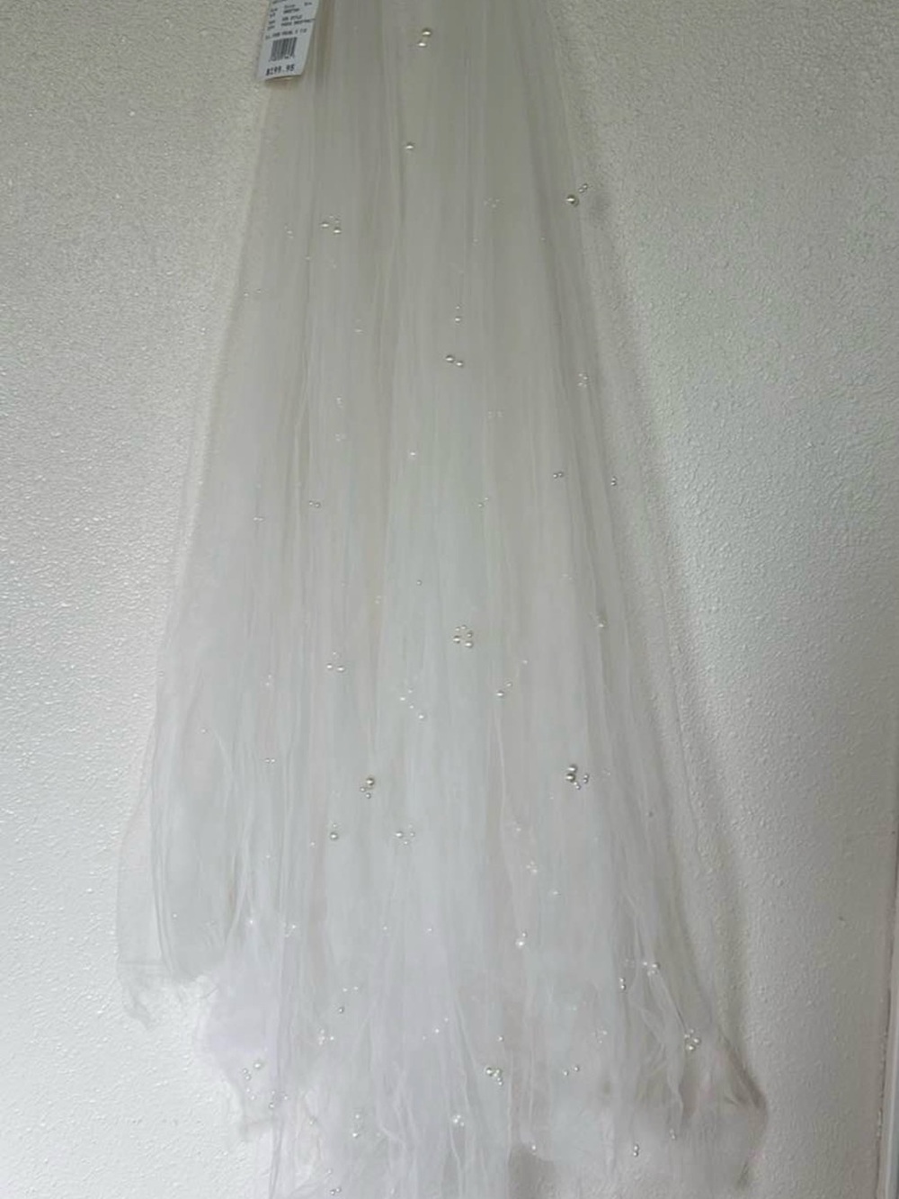 David's Bridal White Beaded Tulle Veil